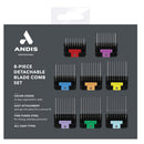 Andis 8-piece detachable blade comb set packaging on a gray background