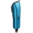 Blue hair clipper with brand logo on a white background