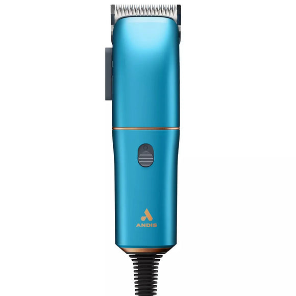 Blue hair trimmer with Andis logo on a white background