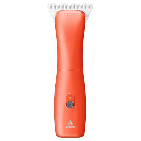 Orange grooming tool with white top on a white background