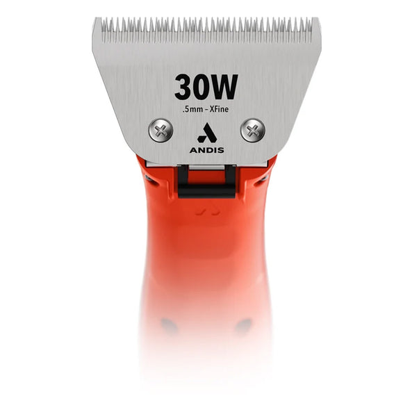 Andis hair clipper head with '30W' and '5mm X-Fine' text on a white background