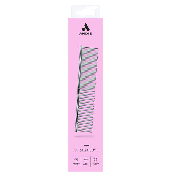 Andis comb packaging with pink background