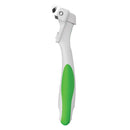 White and green pet grooming tool on a white background
