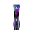 Andis hair clipper with purple and black design on a white background