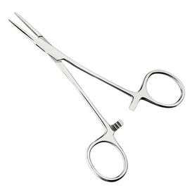 Pair of surgical scissors on a white background
