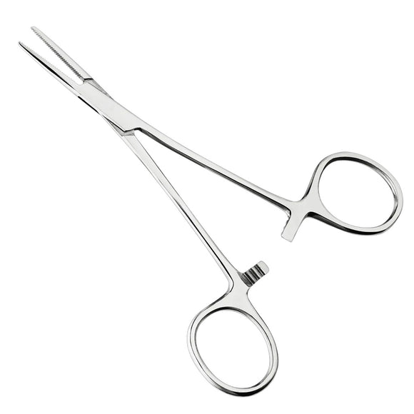 Pair of surgical scissors on a white background