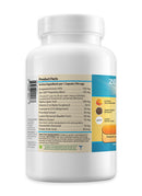 Supplement bottle with label showing product facts on a white background