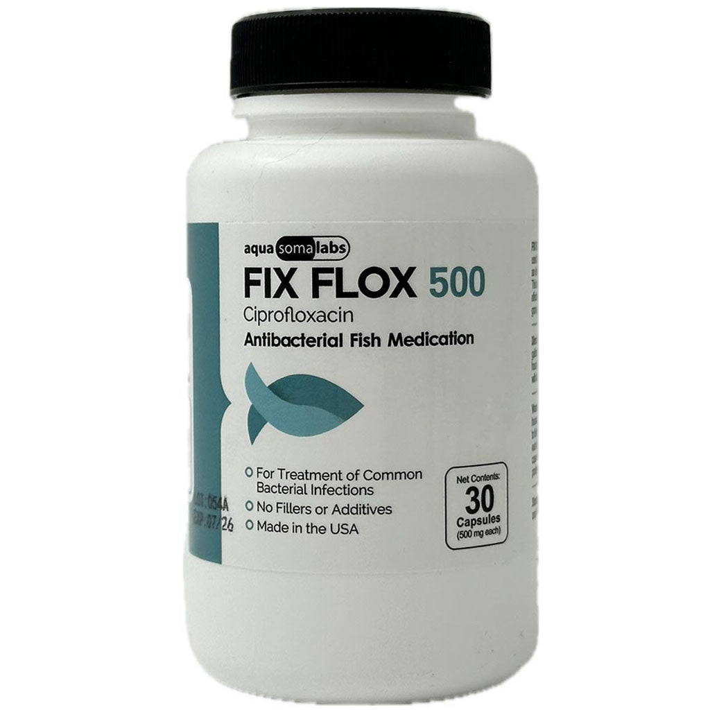 Fix Flox (Ciproflaxcin) Capsules Fish Antibiotics, 500-mg, 30-count