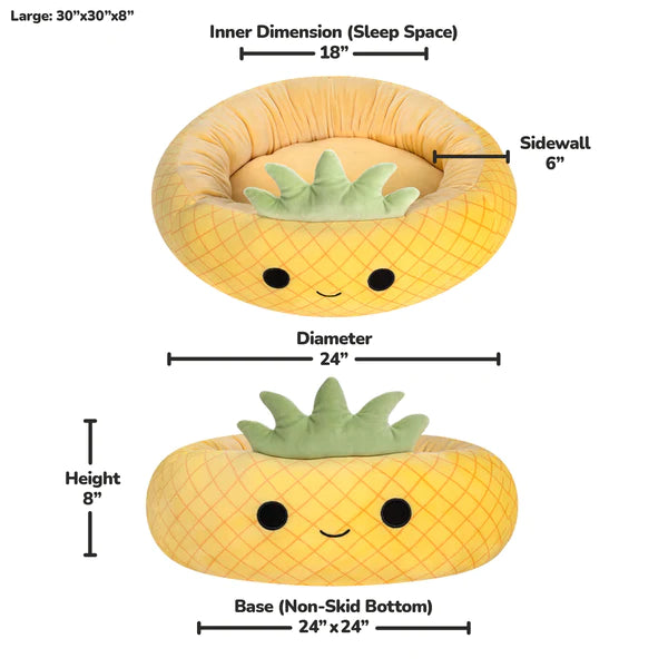 Squishmallows Plush Bolster Pet Bed, Maui the Pineapple