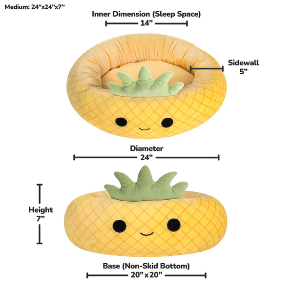 Squishmallows Plush Bolster Pet Bed, Maui the Pineapple