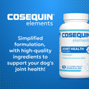 Cosequin elements joint health supplement bottle on a blue background with text about joint health support.