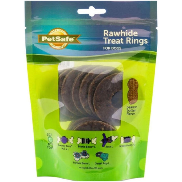 Petsafe Busy Buddy Natural Rawhide Peanut Butter Rings Dog Treats Size C