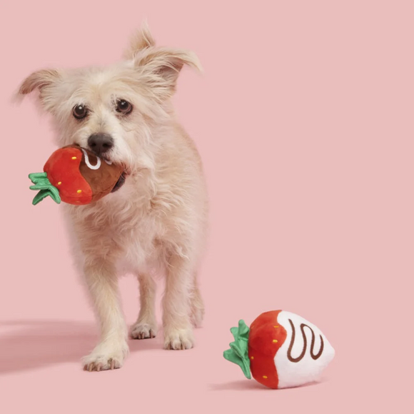 BARK Chocolick Strawberries Plush Dog Toy (Set of 2)
