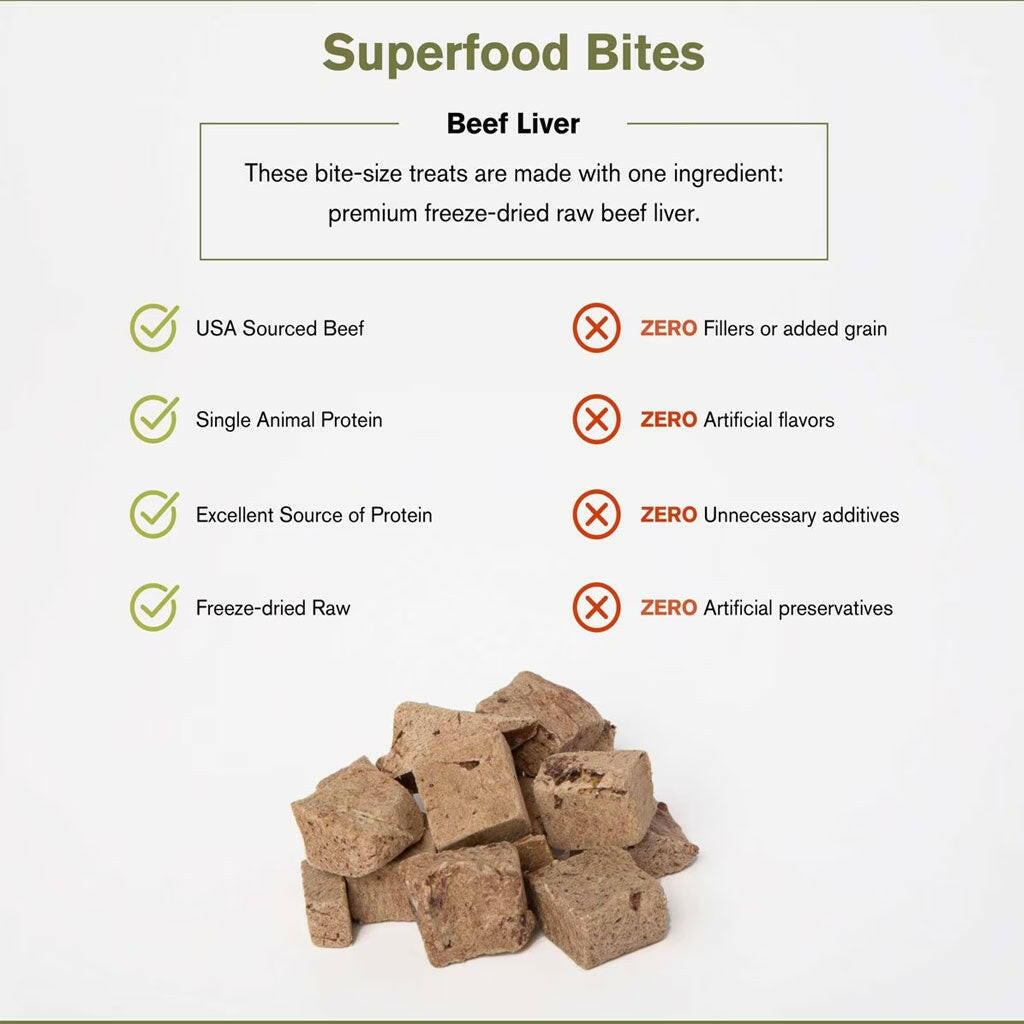 Badlands Ranch Superfood Bites Air Dried Premium Beef Liver Treats for Dogs