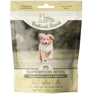 Badlands Ranch Superfood Bites Air Dried Premium Treats for Dogs, Variety Flavor (Beef Liver, Chicken Breast & Wild Salmon, 4-oz, 3-Pack