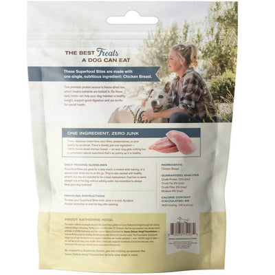 Back Label of Badlands Ranch Superfood Bites Air Dried Premium Chicken Breast Treats for Dogs