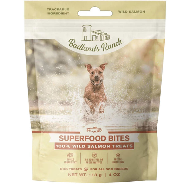 Badlands Ranch Superfood Bites Air Dried Premium Treats for Dogs, Variety Flavor (Beef Liver, Chicken Breast & Wild Salmon, 4-oz, 3-Pack