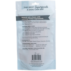 Back Label of Badlands Ranch Superchew Calming Formula Medium Dog Chews