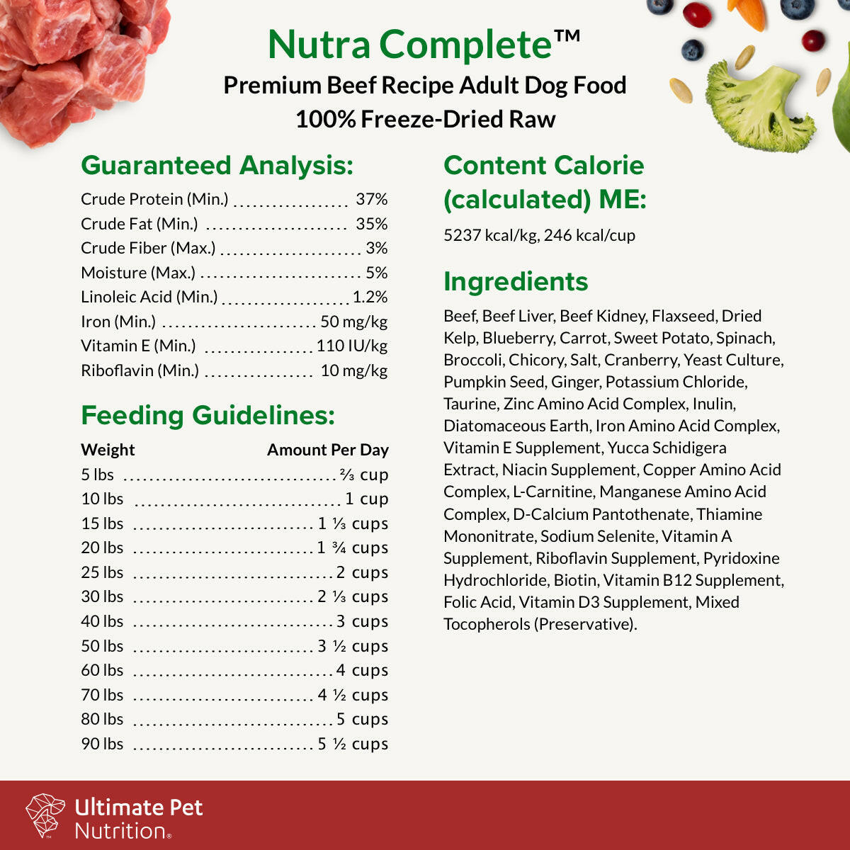 Ultimate Pet Nutrition Nutra Complete Premium Beef Freeze-Dried Raw Dog Food