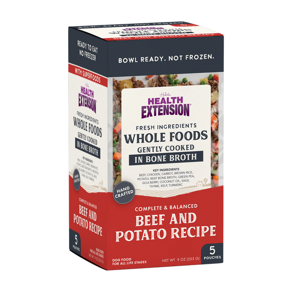 Health Extension Gently Cooked in Broth Beef & Potato Recipe Pouches for Dogs 5pk