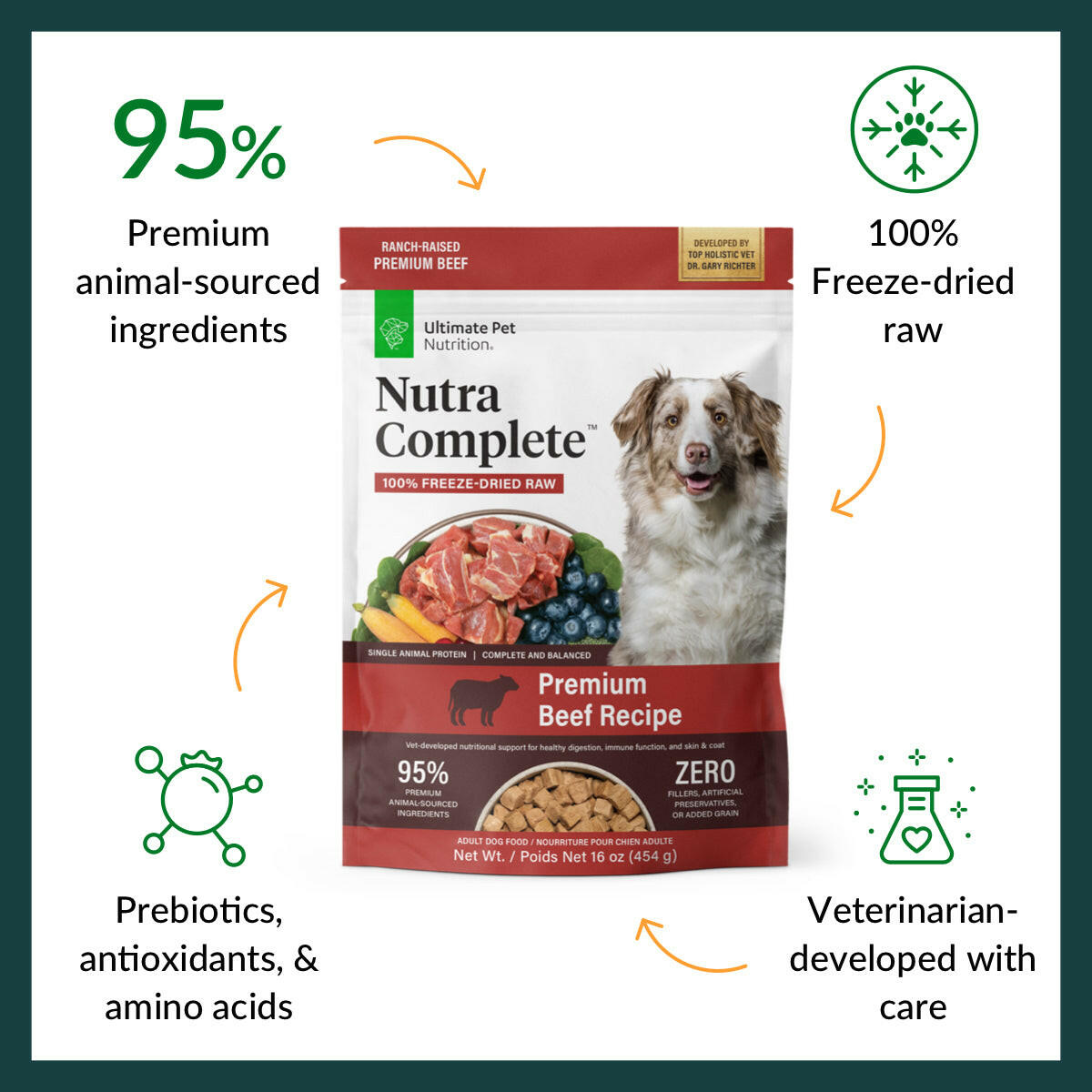 Ultimate Pet Nutrition Nutra Complete Premium Beef Freeze-Dried Raw Dog Food