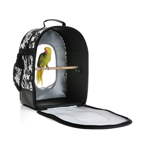 Bird Sitting in A&E Cages Soft Sided Voyager Bird Carrier Travel Cage