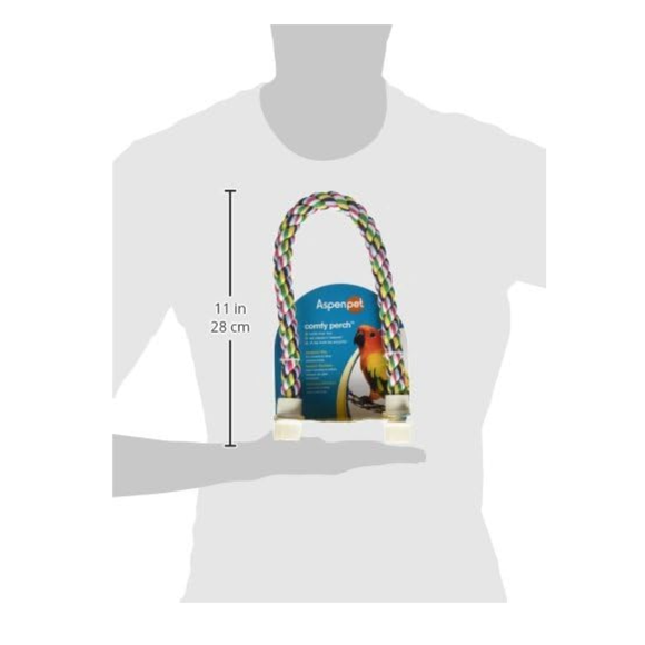 JW Pet Multi-Color Flexible Comfy Rope Bird Cage Perch - Size in from of human