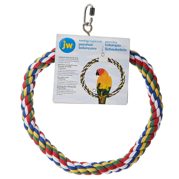 JW Pet Swing N' Perch Cotton Rope Bird Swing Toy for Birds