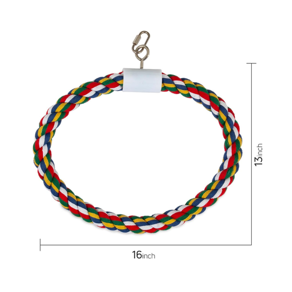 JW Pet Swing N' Perch Cotton Rope Bird Swing Toy for Birds - Size