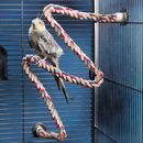 Bird sitting on JW Pet Multi-Color Flexible Comfy Rope Bird Cage Perch - Large