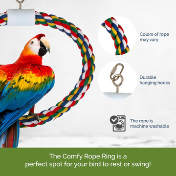 JW Pet Swing N' Perch Cotton Rope Bird Swing Toy for Birds - Features