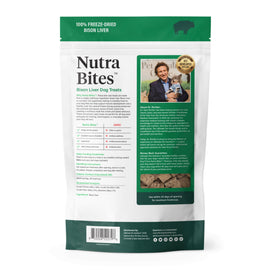 Back Label of Ultimate Pet Nutrition Nutra Bites Freeze Dried Bison Liver Treats for Dogs