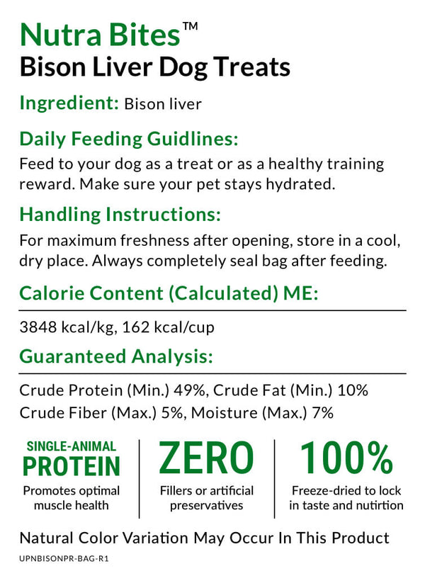 Ultimate Pet Nutrition Nutra Bites Freeze Dried Bison Liver Treats