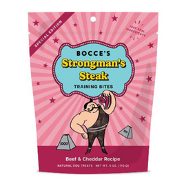 Bocce's Bakery Strongman's Steak Beef & Cheddar Recipe Training Bite Dog Treats (4 oz)