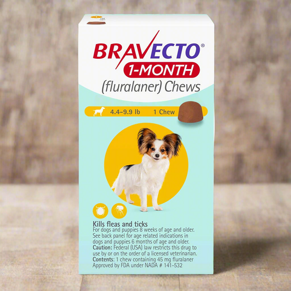 Bravecto 1-Month Chew for Dogs 4.4-9.9 lbs (Yellow Box)