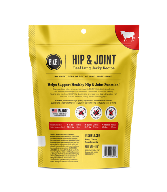 Bixbi Hip and Joint Beef Lung Jerky Dog Treats