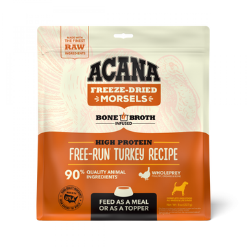 ACANA Freeze Dried Dog Food & Topper, Grain Free, High Protein,  Fresh & Raw Animal Ingredients, Free-Run Turkey Recipe, Morsels