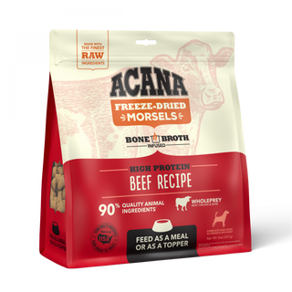 ACANA Freeze Dried Dog Food & Topper, Grain Free, High Protein,  Fresh & Raw Animal Ingredients, Ranch-Raised Beef Recipe, Morsels