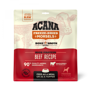 ACANA Freeze Dried Dog Food & Topper, Grain Free, High Protein,  Fresh & Raw Animal Ingredients, Ranch-Raised Beef Recipe, Morsels