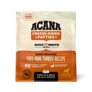 ACANA Freeze Dried Dog Food & Topper, Grain Free, High Protein,  Fresh & Raw Animal Ingredients, Free-Run Turkey Recipe, Patties