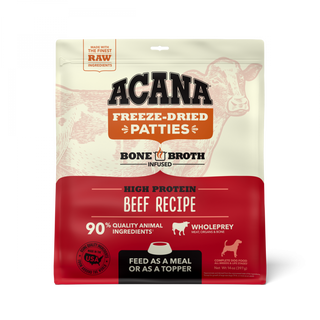 ACANA Freeze Dried Dog Food & Topper, Grain Free, High Protein,  Fresh & Raw Animal Ingredients, Ranch Raised Beef Recipe, Patties