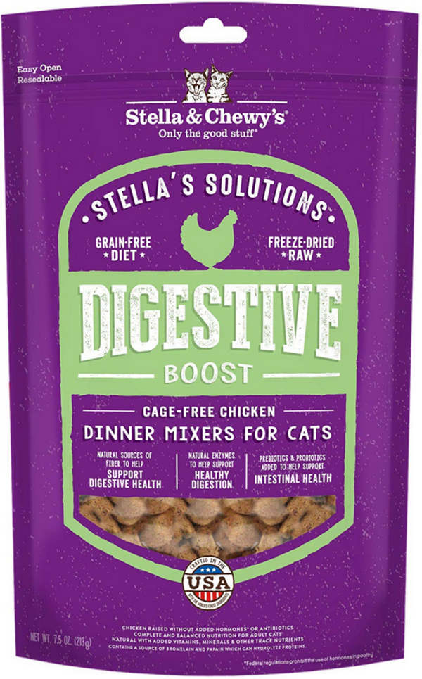 Stella & Chewy's Solutions Digestive Boost Cage Free Chicken Cat Food Dinner Mixers