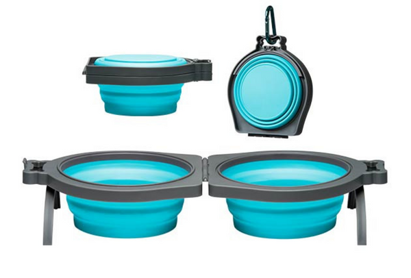 Loving Pets Blue Bella Roma Travel Double Diner Bowl