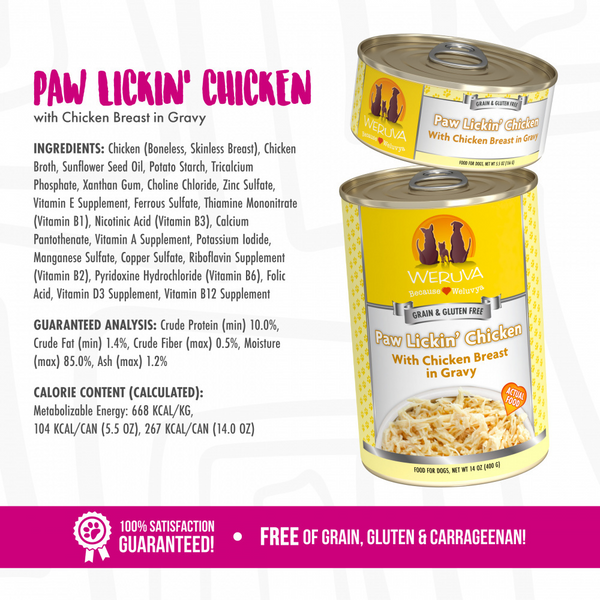 Weruva Paw Lickin Chicken with Chicken Breast in Gravy Canned Dog Food