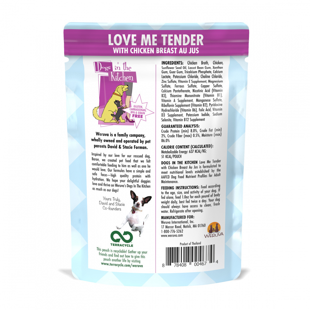 Weruva Dogs in the Kitchen Love Me Tender Grain Free Chicken Dog Food Pouch