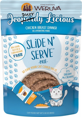 Weruva Slide N' Serve Grain Free Jeopurrdy Licious Chicken Dinner Wet Cat Food Pouch