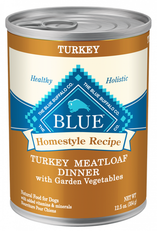 Blue Buffalo Homestyle Recipe Adult Turkey Meatloaf Dinner with Garden Vegetables Canned Dog Food