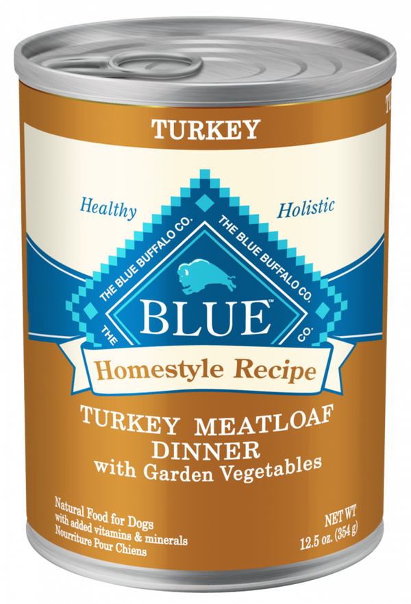 Blue Buffalo Homestyle Recipe Adult Turkey Meatloaf Dinner with Garden Vegetables Canned Dog Food