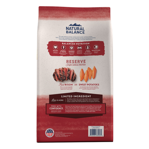 Natural Balance Limited Ingredient Reserve Grain Free Sweet Potato & Bison Recipe Dry Dog Food