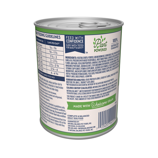 Natural Balance Limited Ingredient Vegetarian Pate Recipe Wet Canned Dog Food